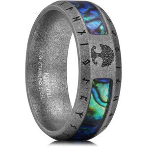 King Will Unique Stainless Steel Men Wedding Band - with Tree of Life Rune Trend
